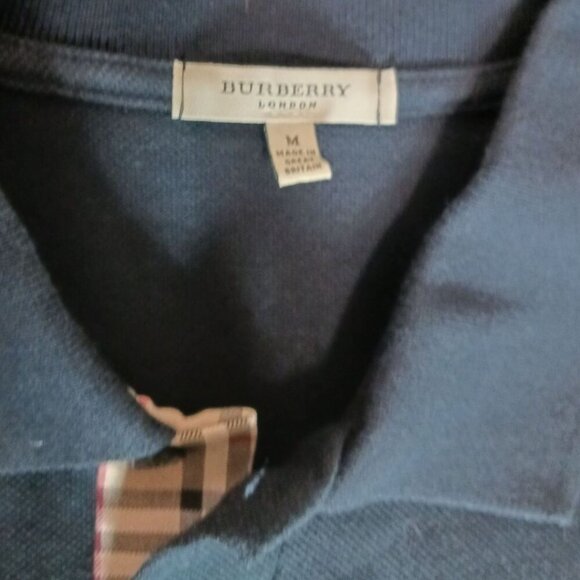 Burberry London Polo Shirt Short Sleeve Embroidered Logo Navy Blue Medium - Picture 3 of 10